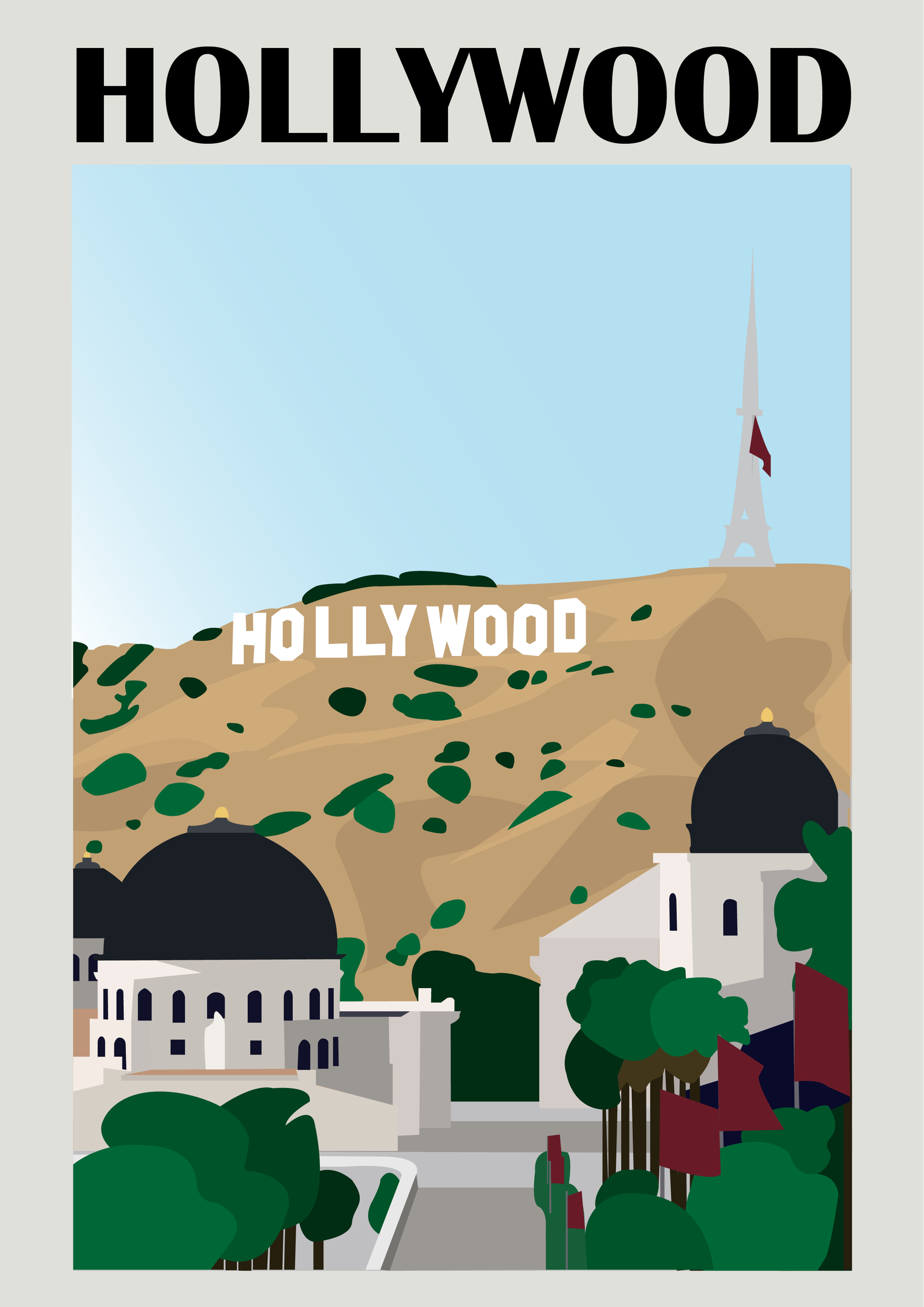 affiche d'une vue sur le panneau Hollywood
